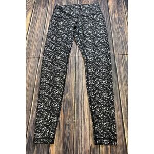 Lululemon Shimmy Shimmer Shine Tight Leggings Womens 6 Black White Roll Down